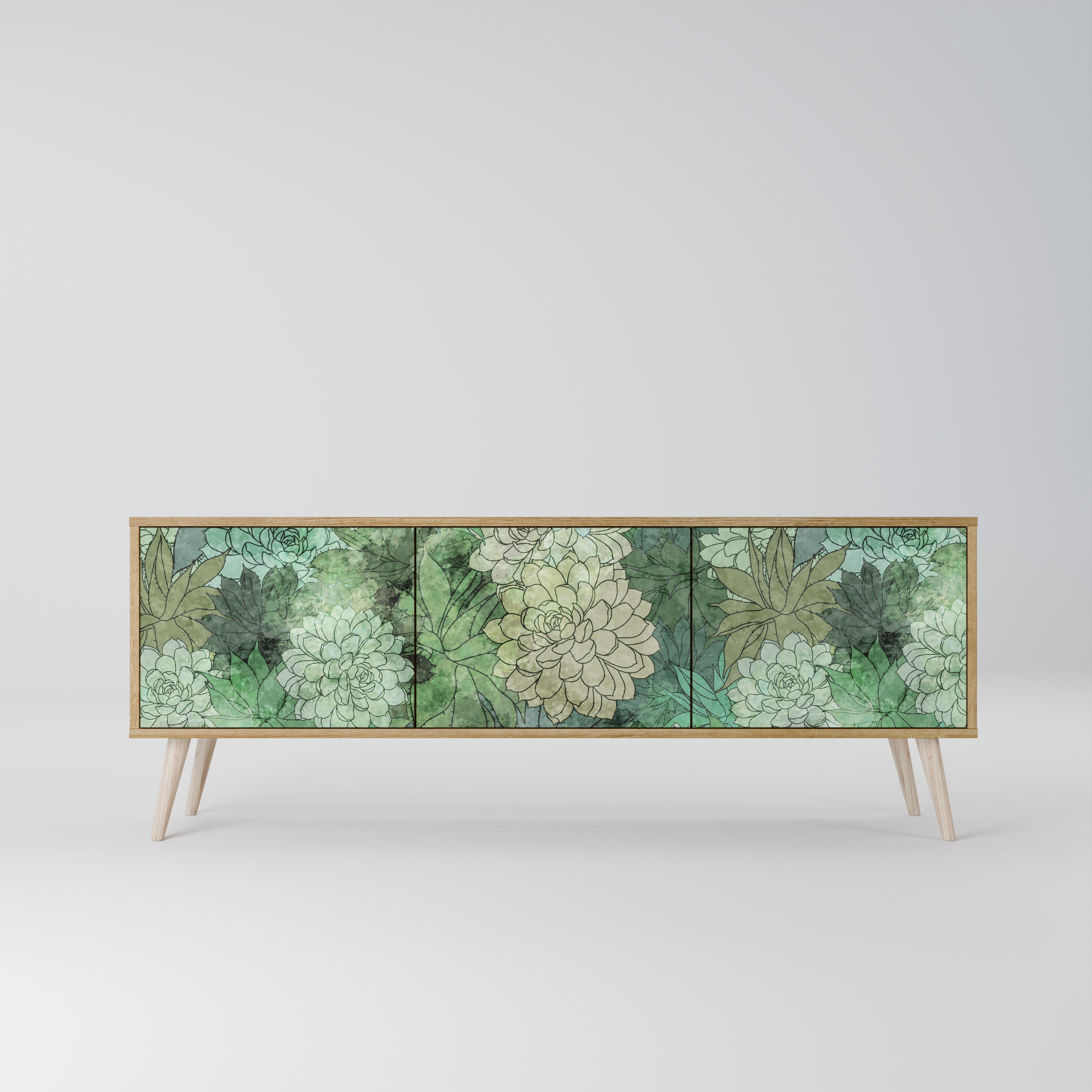 SUCCULENT CLUSTER 3-Door TV Stand in Oak Effect