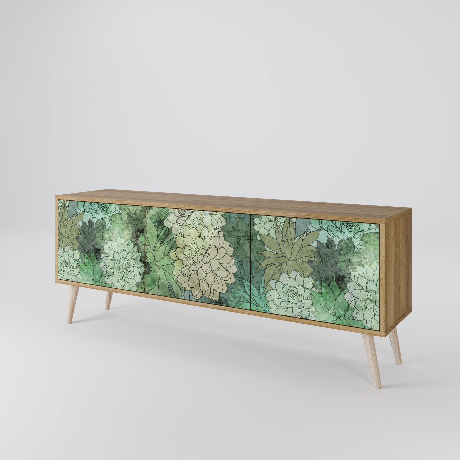 SUCCULENT CLUSTER 3-Door TV Stand in Oak Effect