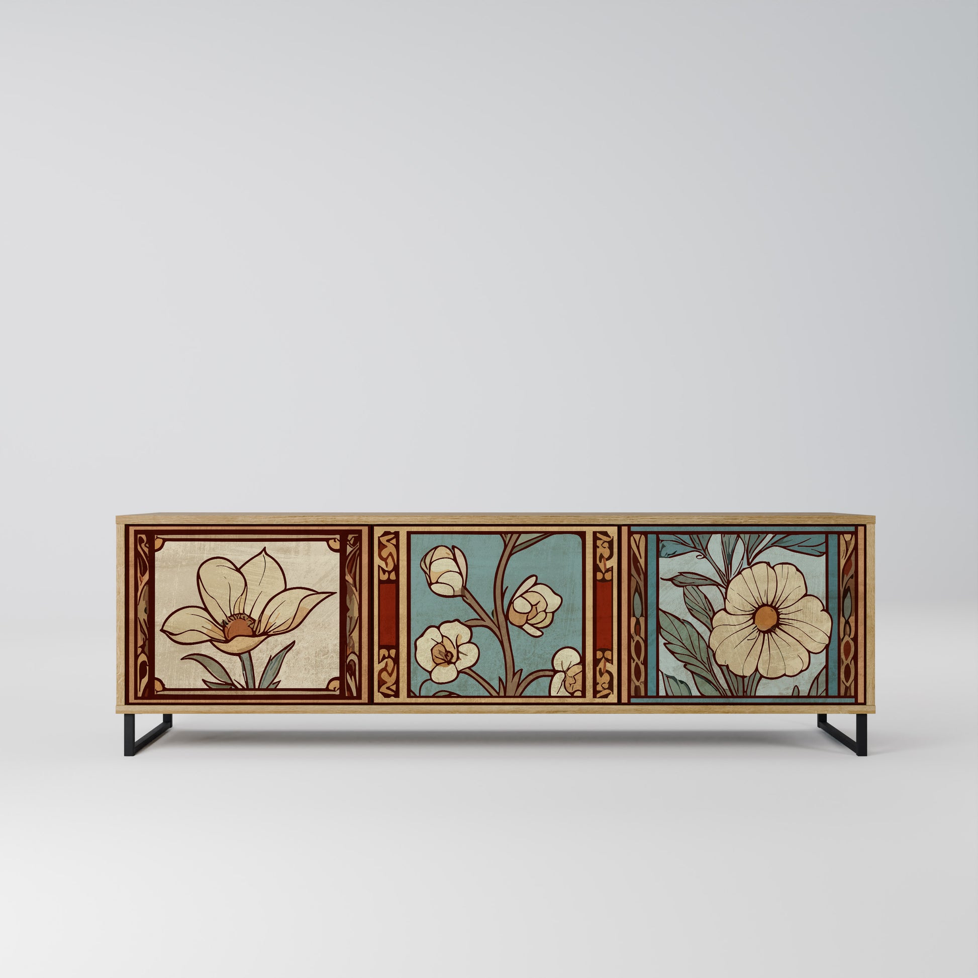 TIMELESS FLORA 3-Door TV Stand in Oak Effect