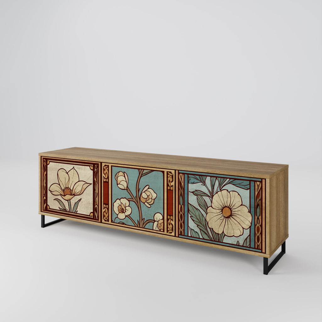 TIMELESS FLORA 3-Door TV Stand in Oak Effect