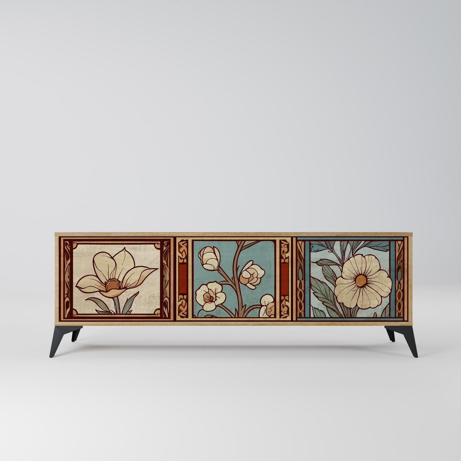TIMELESS FLORA 3-Door TV Stand in Oak Effect
