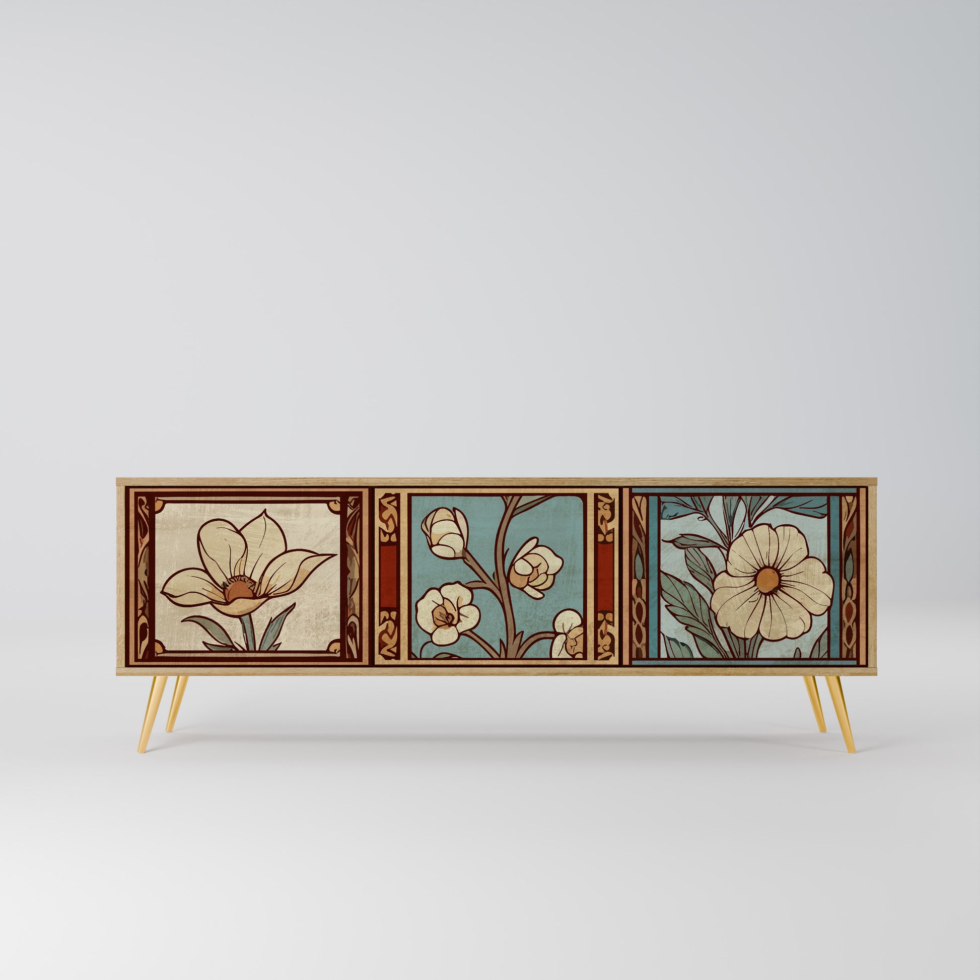 TIMELESS FLORA 3-Door TV Stand in Oak Effect