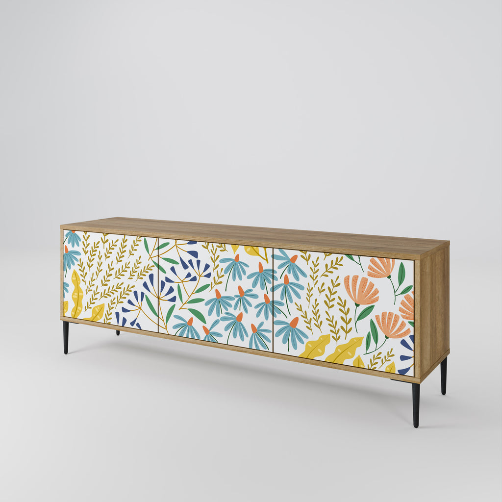 Mueble de TV de 3 puertas HELLO SPRING con efecto roble