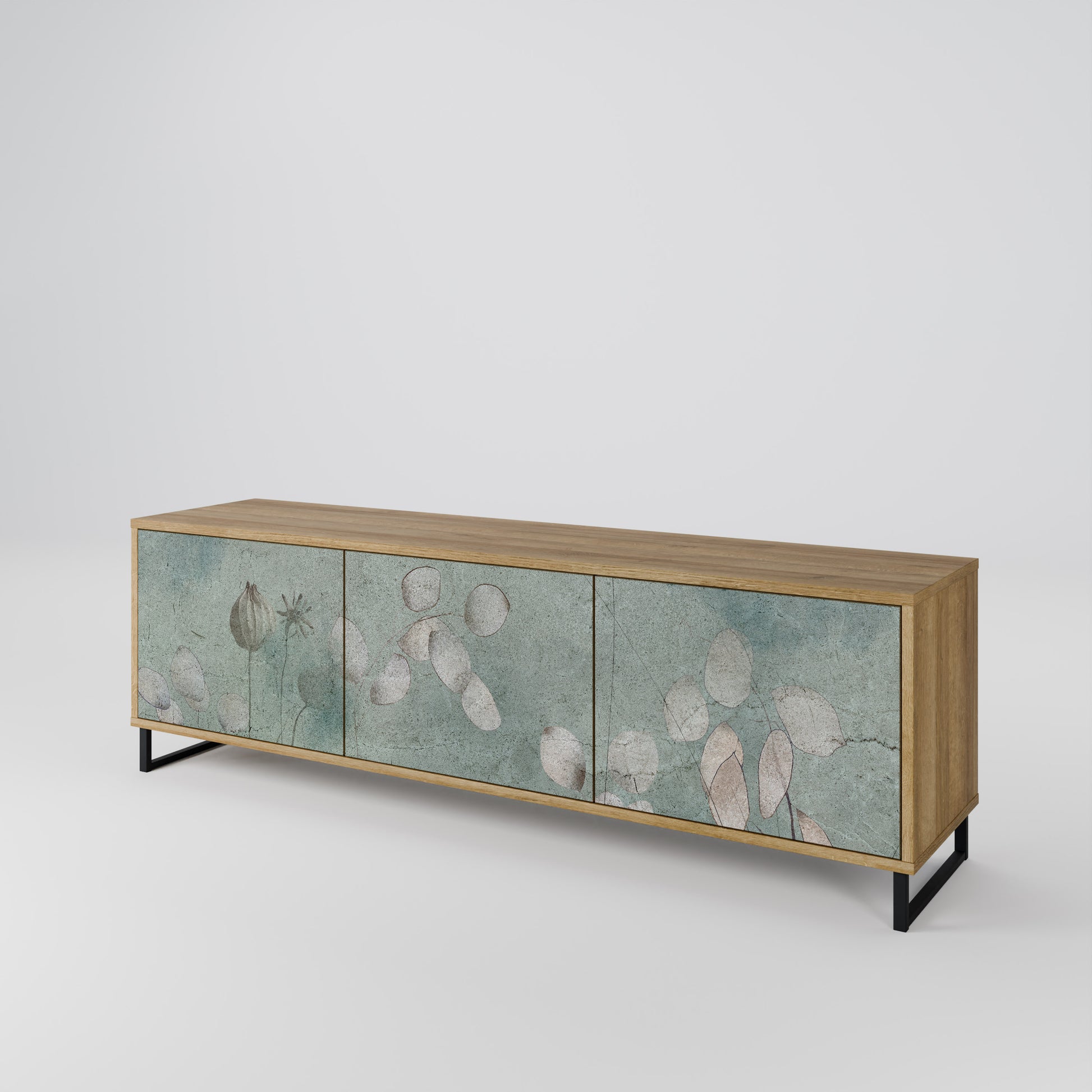 NIGHT LADY 3-Door TV Stand in Oak Effect