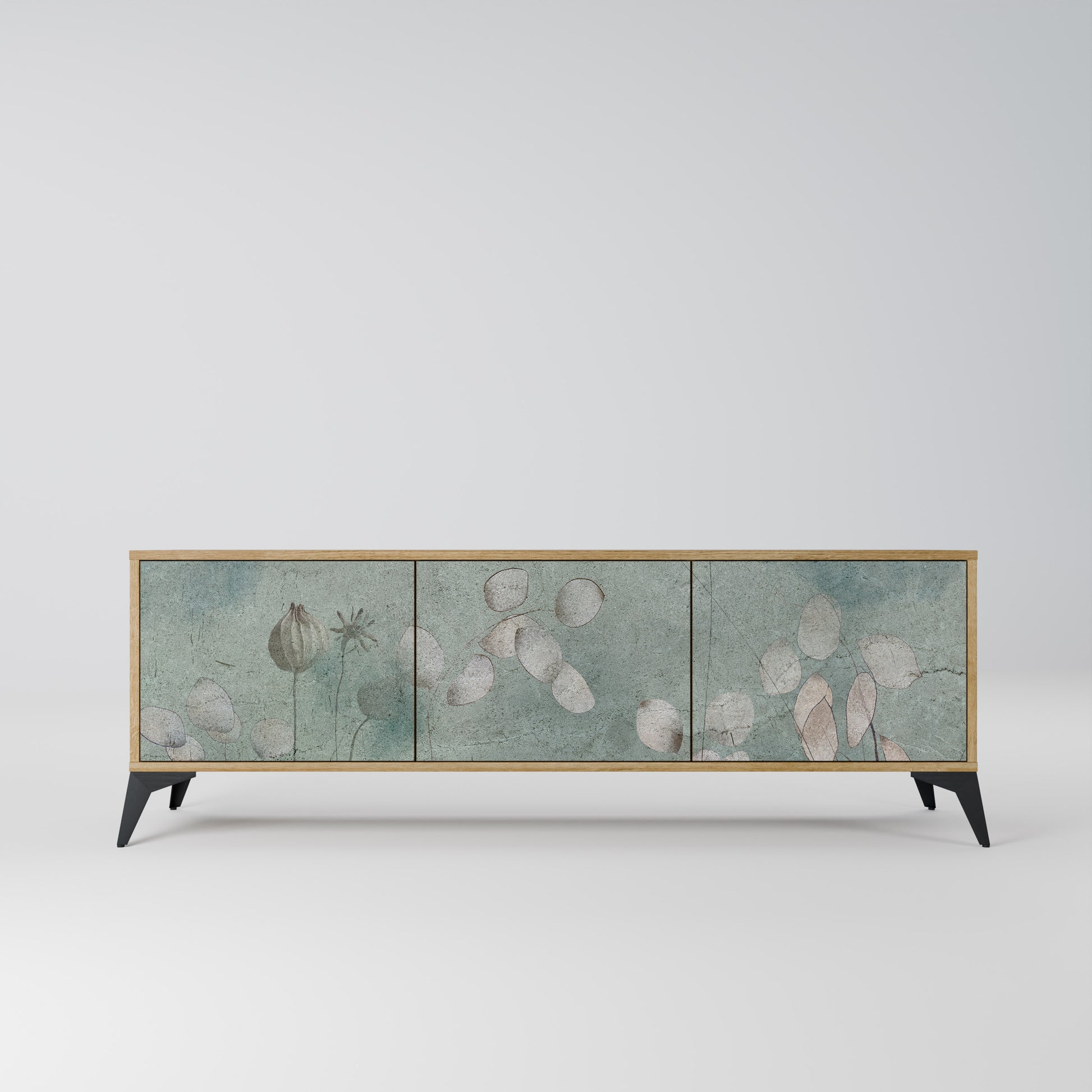 NIGHT LADY 3-Door TV Stand in Oak Effect