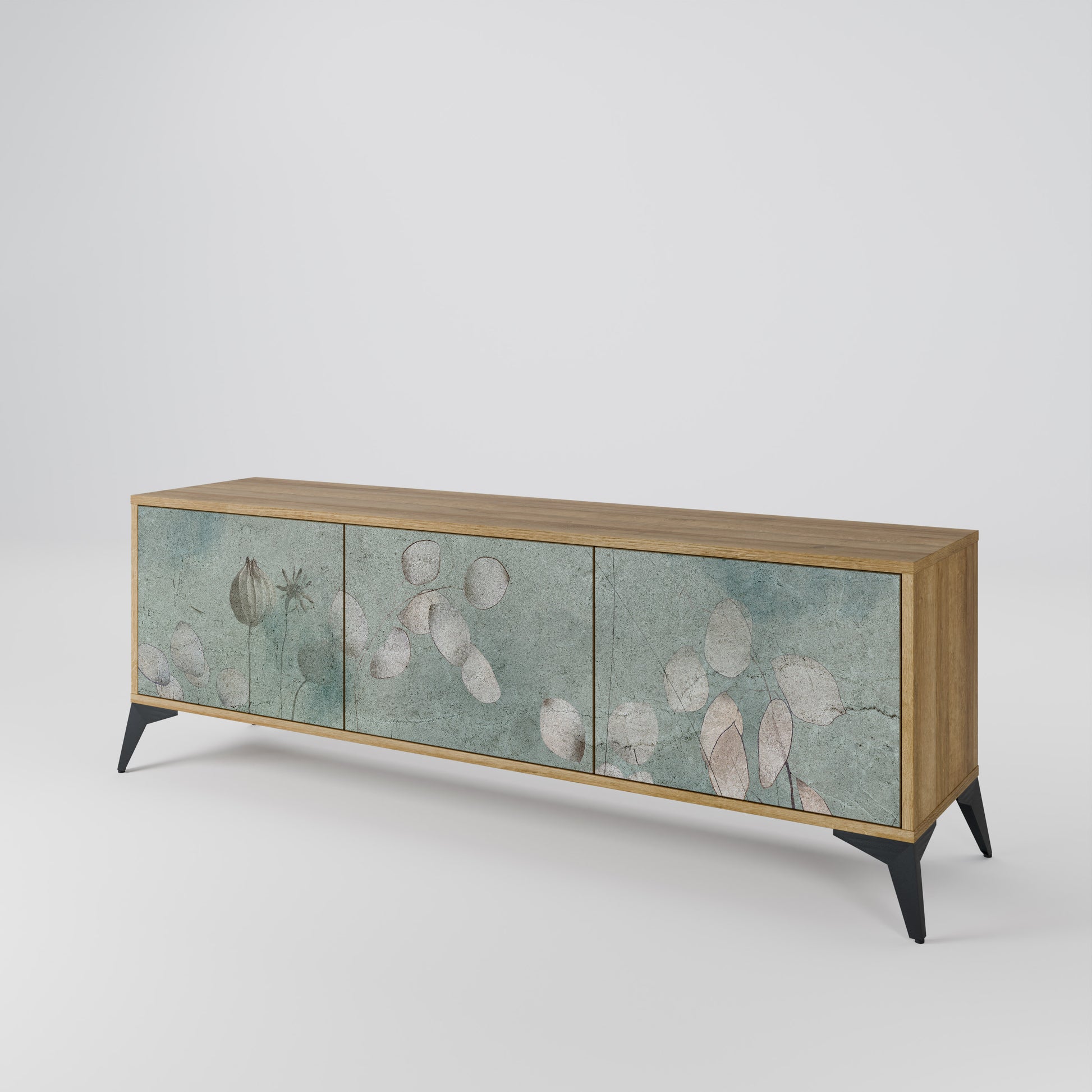 NIGHT LADY 3-Door TV Stand in Oak Effect