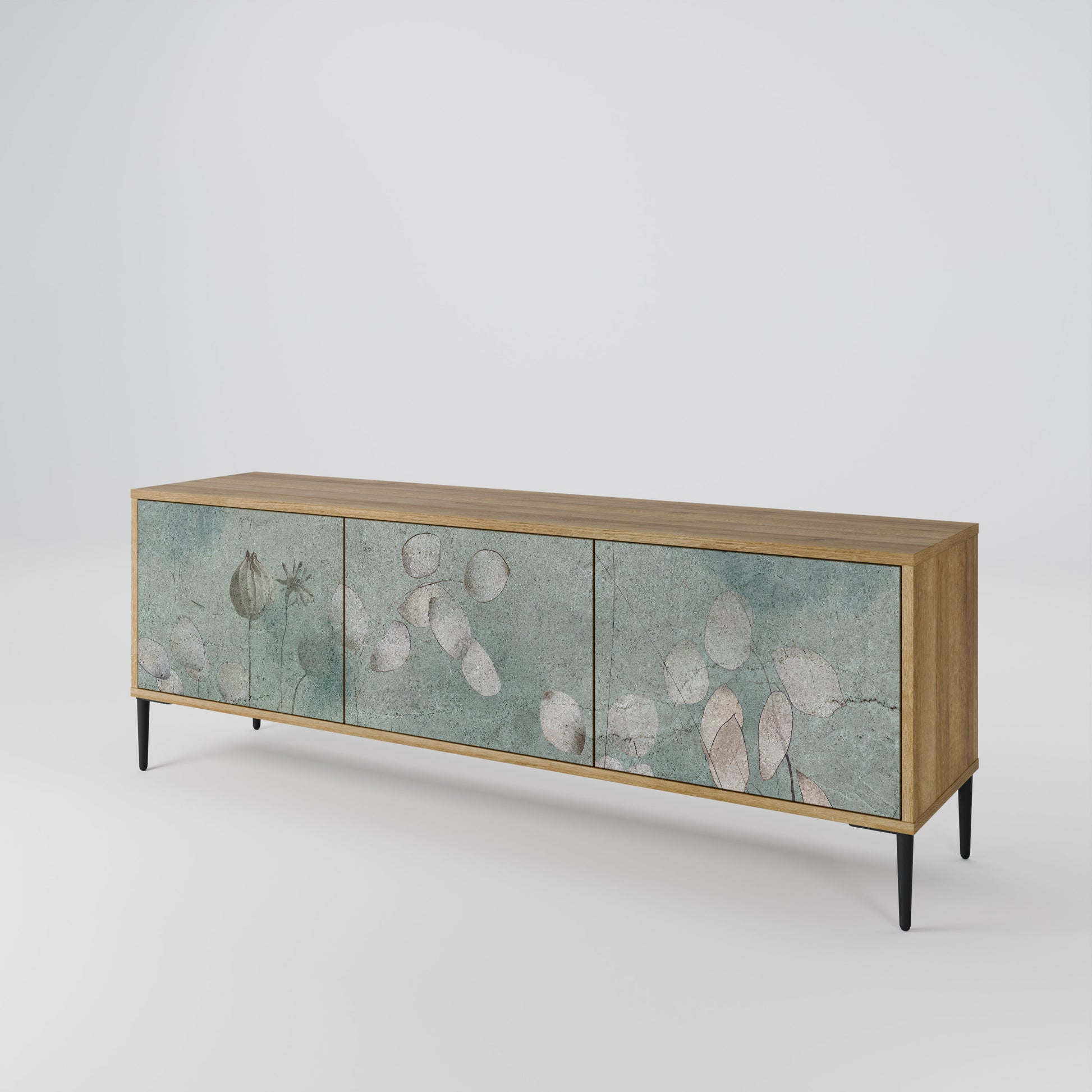 NIGHT LADY 3-Door TV Stand in Oak Effect