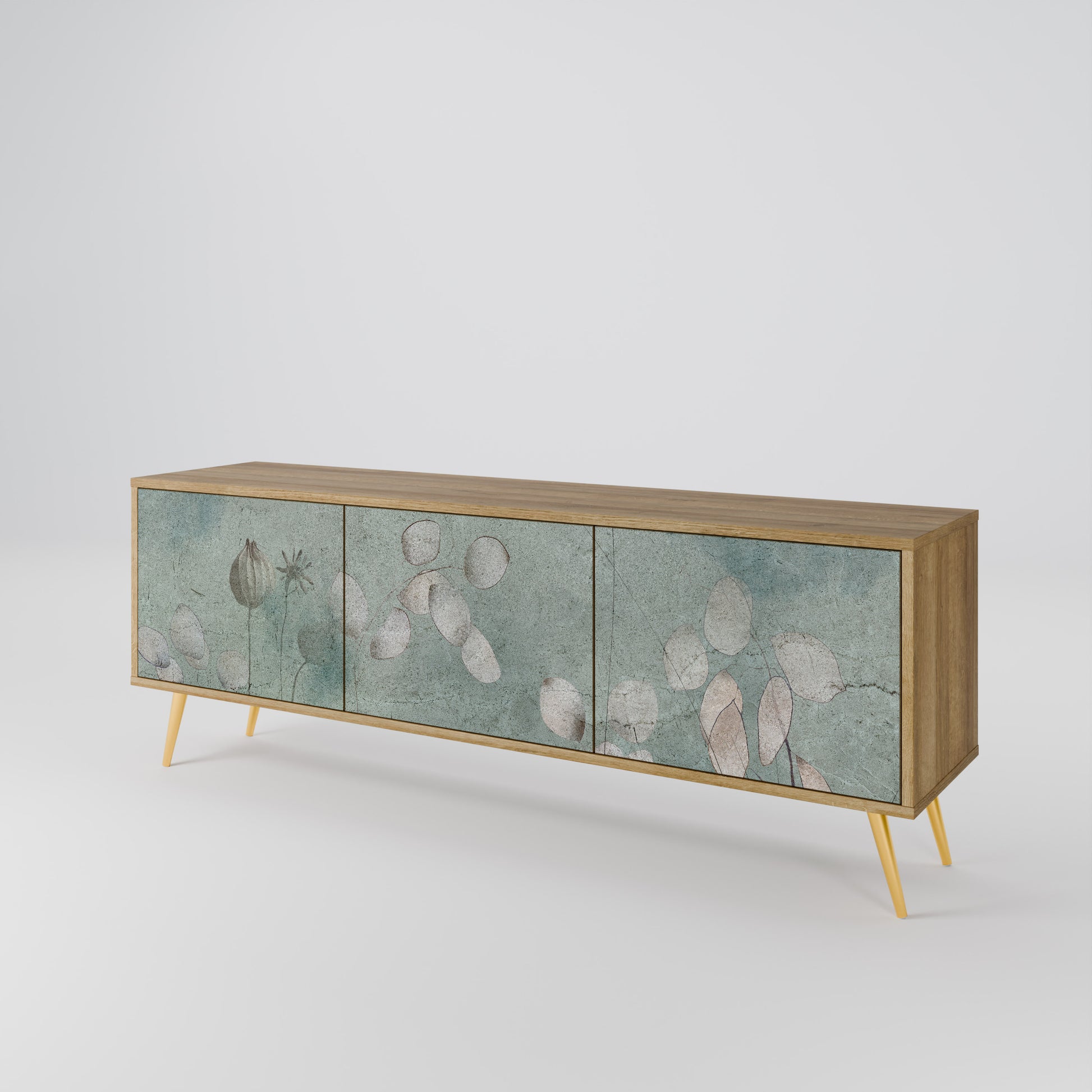 NIGHT LADY 3-Door TV Stand in Oak Effect