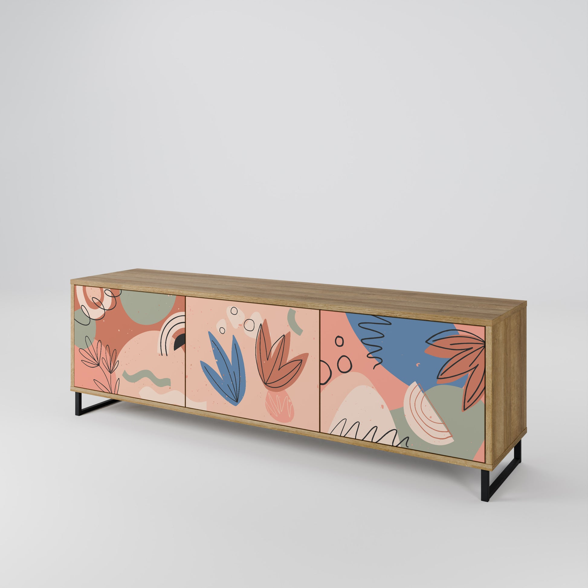 PASTEL DESTINY 3-Door TV Stand in Oak Effect