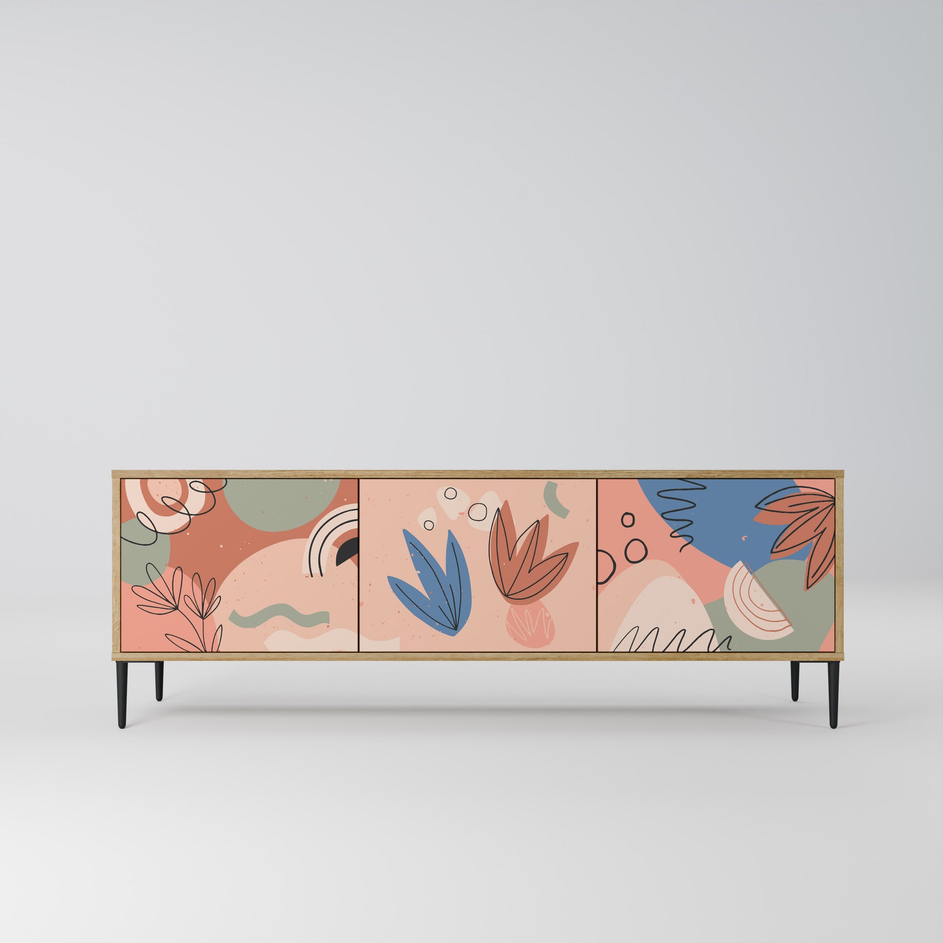 PASTEL DESTINY 3-Door TV Stand in Oak Effect