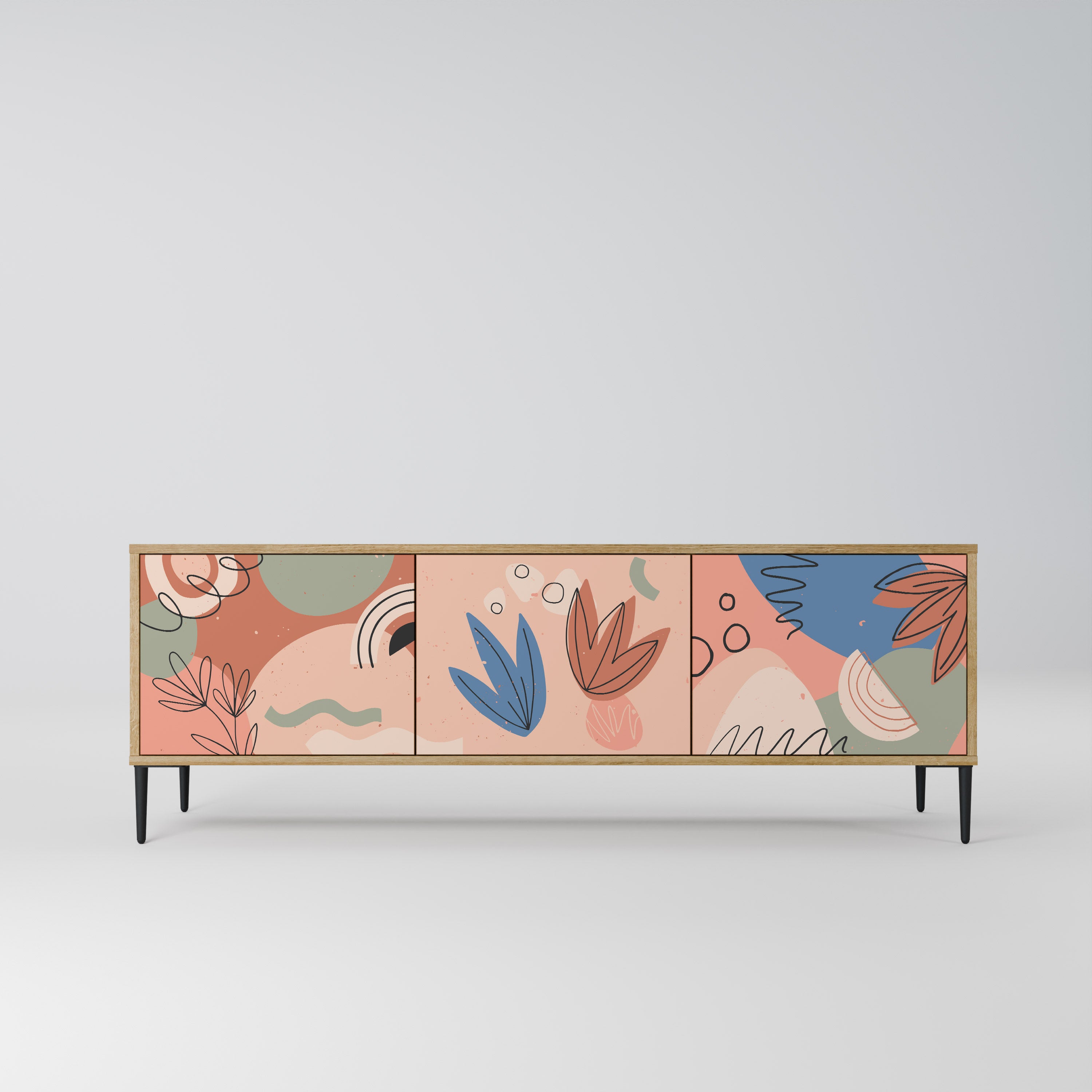 PASTEL DESTINY 3-Door TV Stand in Oak Effect