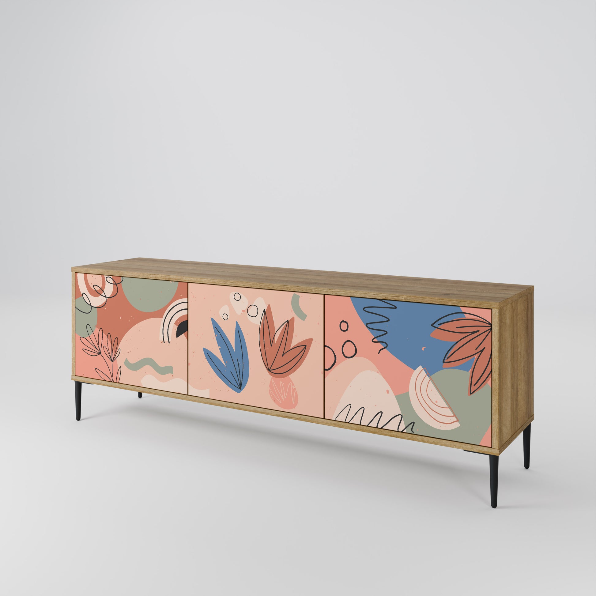 PASTEL DESTINY 3-Door TV Stand in Oak Effect