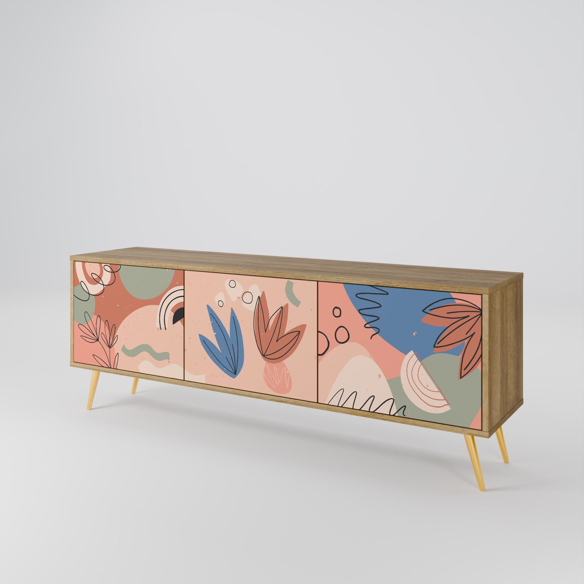 PASTEL DESTINY 3-Door TV Stand in Oak Effect