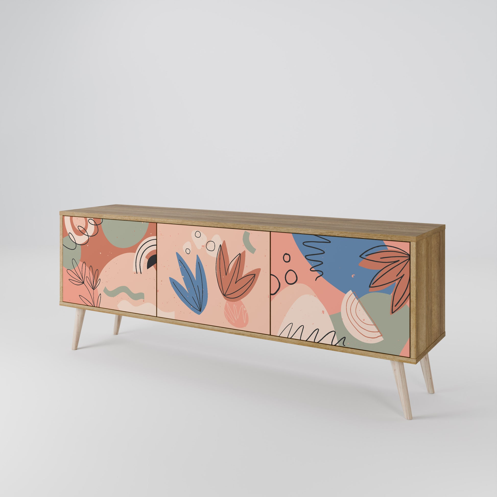 PASTEL DESTINY 3-Door TV Stand in Oak Effect