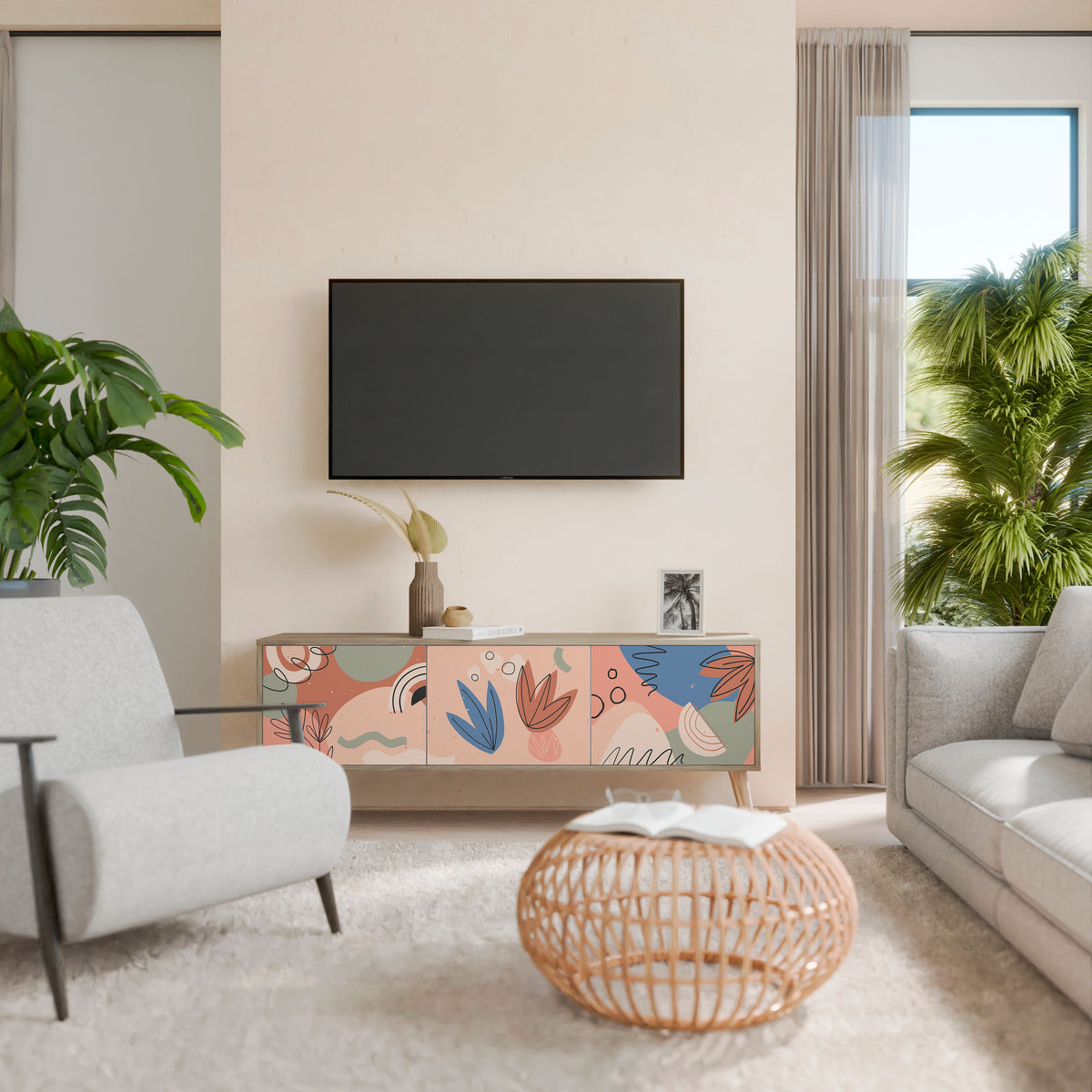 PASTEL DESTINY Mueble de TV de 3 Puertas