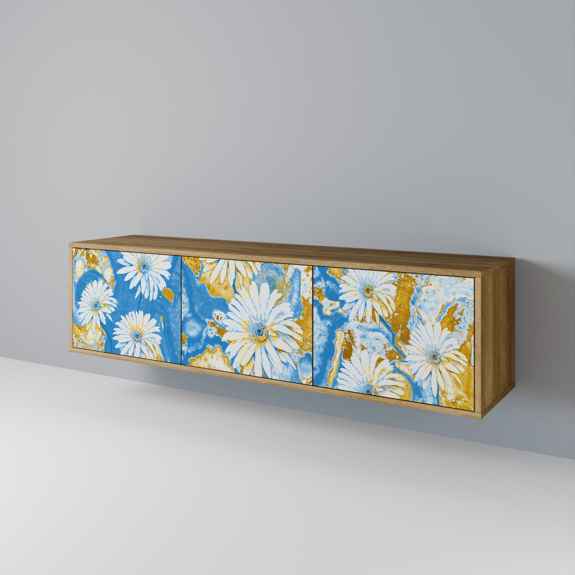 DAISY LUXE 3-Door TV Stand in Oak Effect