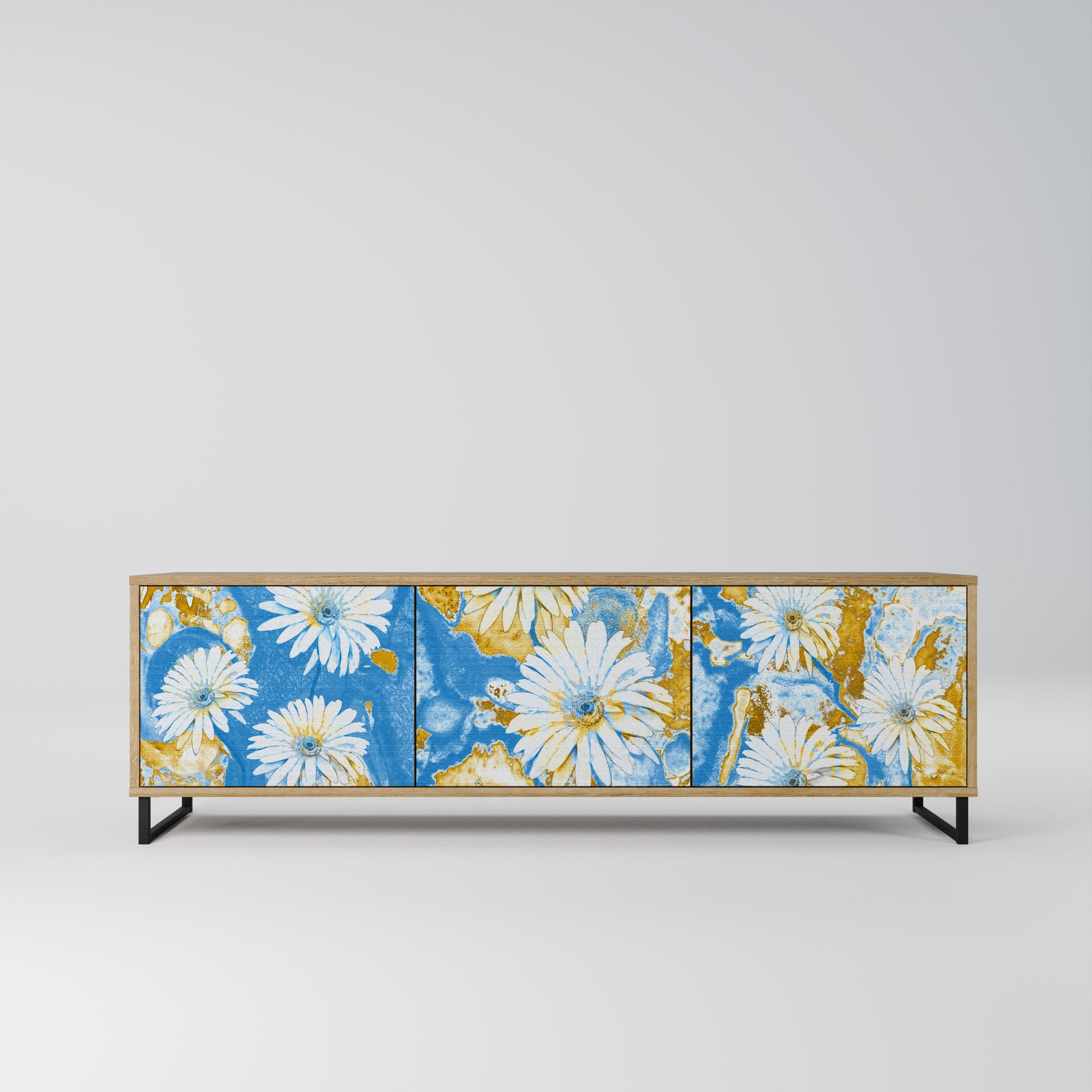 DAISY LUXE 3-Door TV Stand in Oak Effect