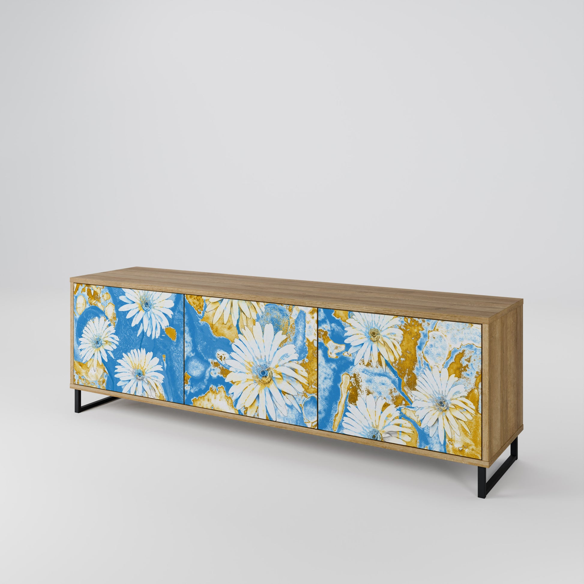 DAISY LUXE 3-Door TV Stand in Oak Effect