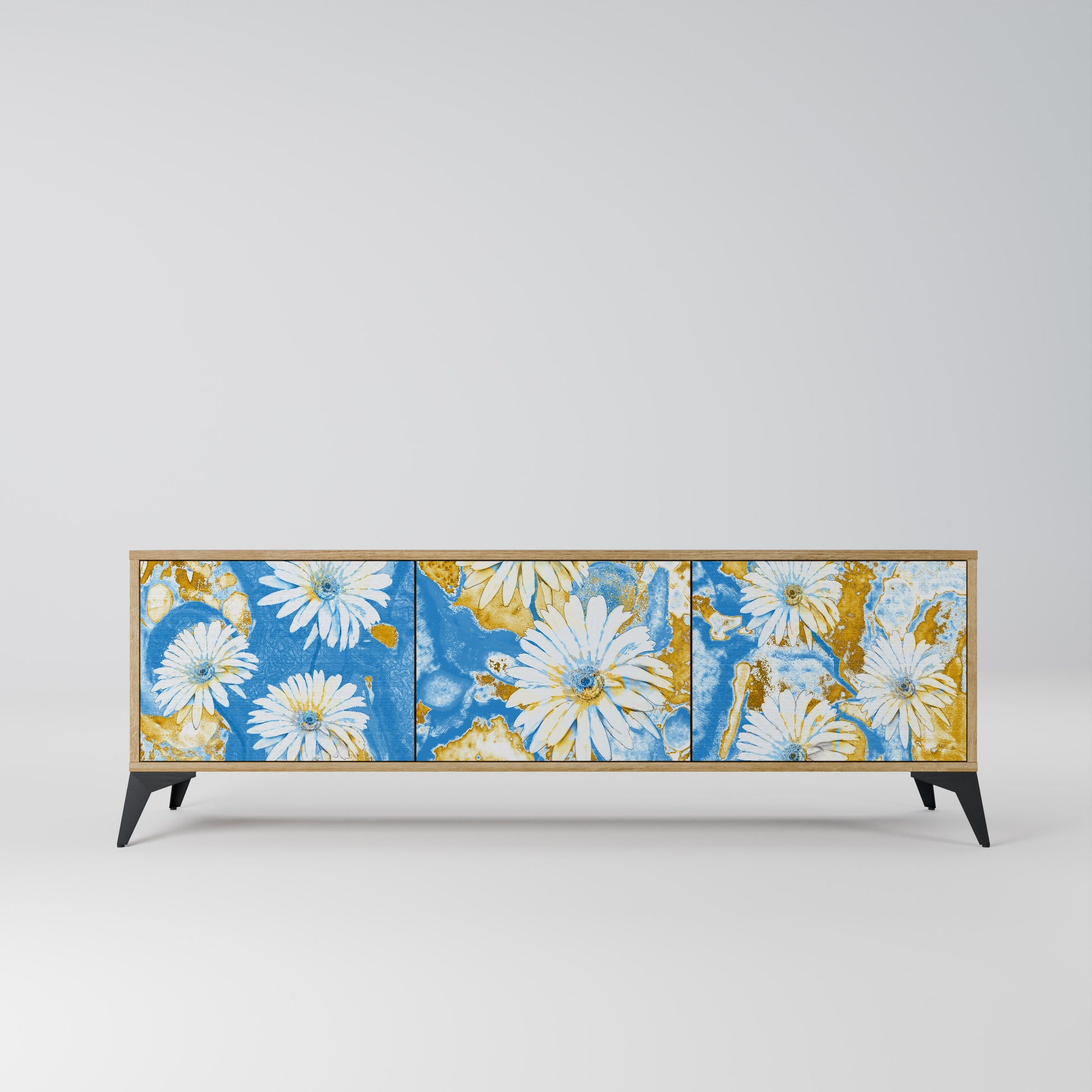 DAISY LUXE 3-Door TV Stand in Oak Effect
