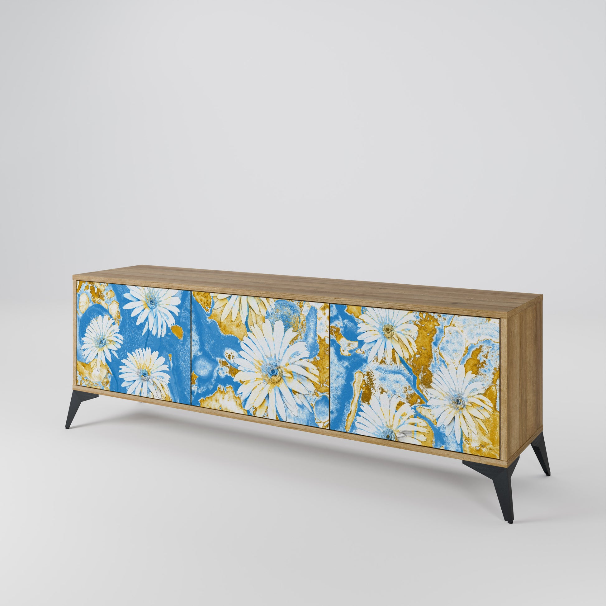 DAISY LUXE 3-Door TV Stand in Oak Effect