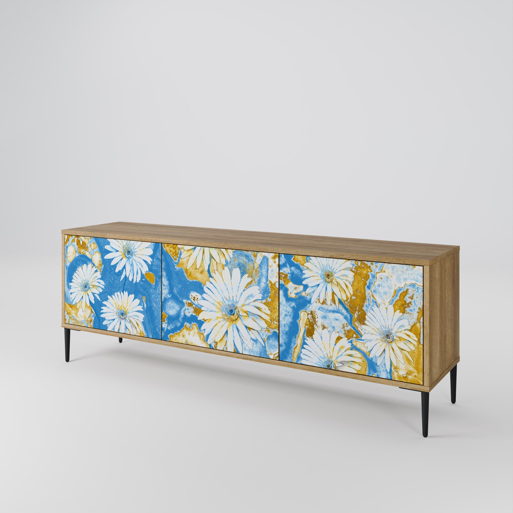 DAISY LUXE 3-Door TV Stand in Oak Effect