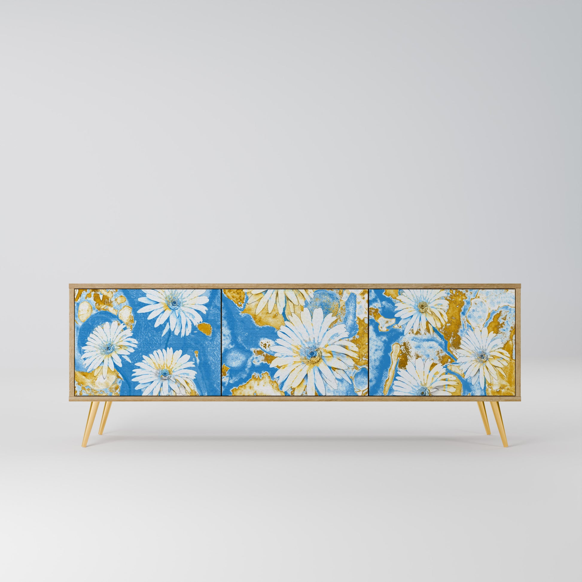 DAISY LUXE 3-Door TV Stand in Oak Effect