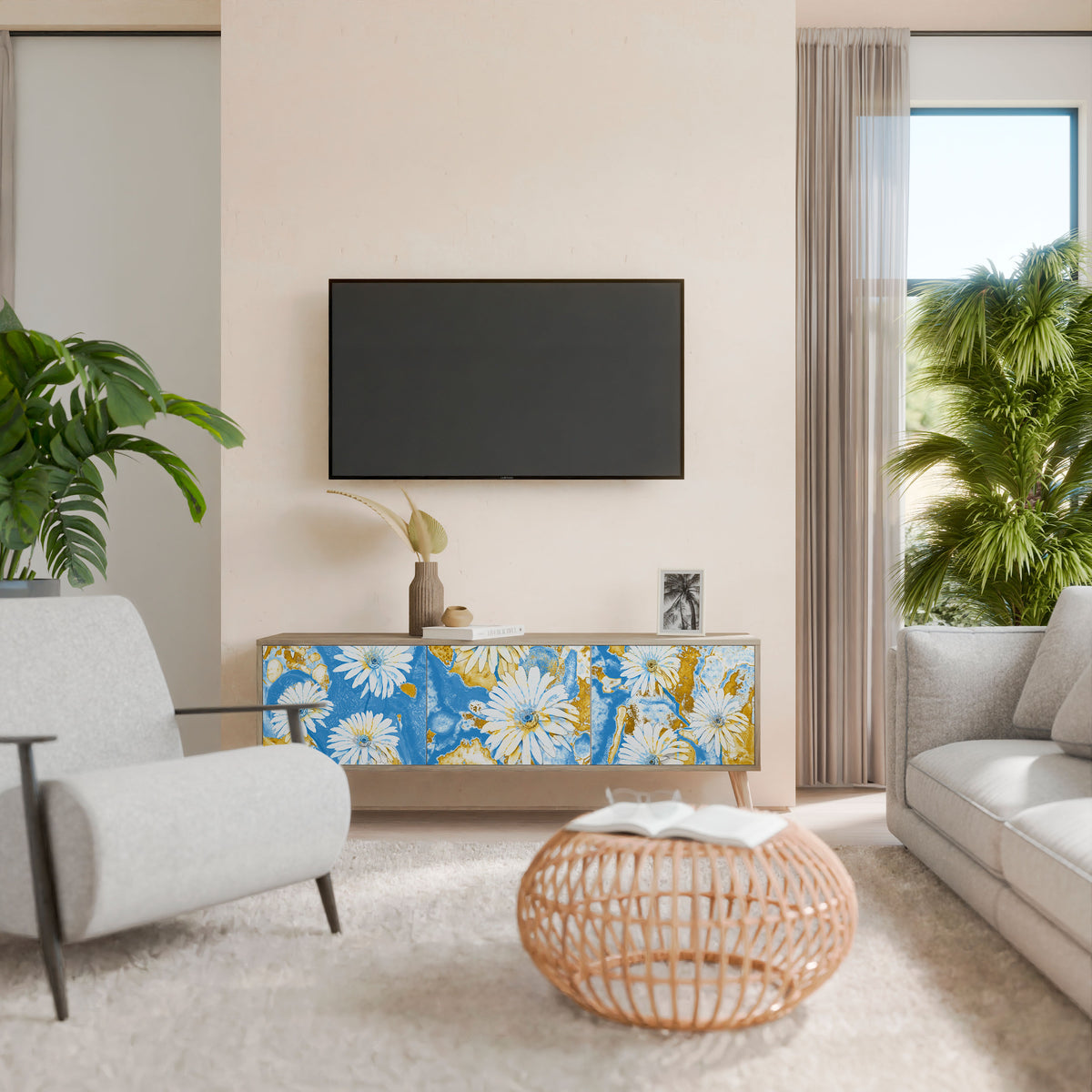 DAISY LUXE Mueble de TV de 3 Puertas