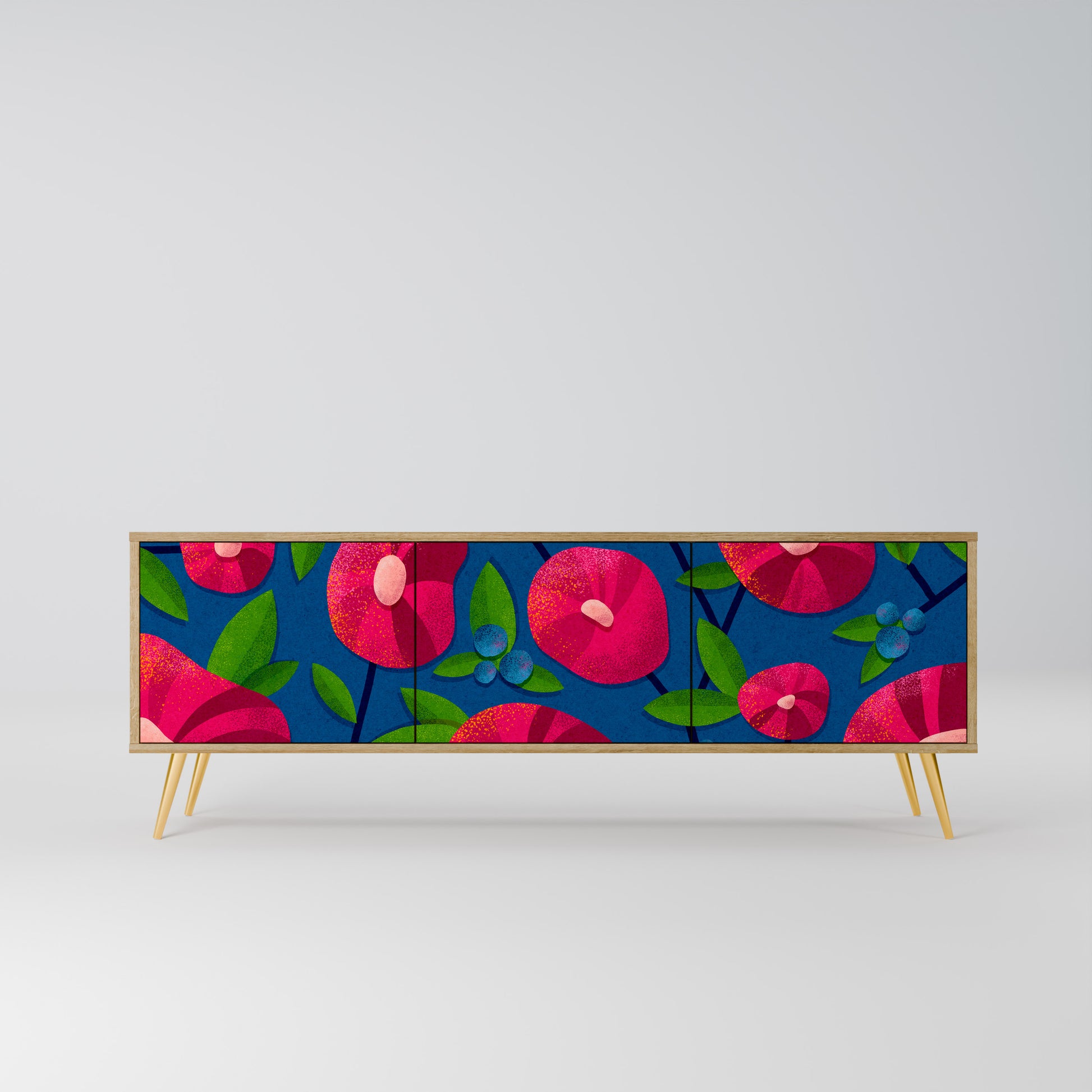 SPRING THOUGHTS 3-Door TV Stand in Oak Effect