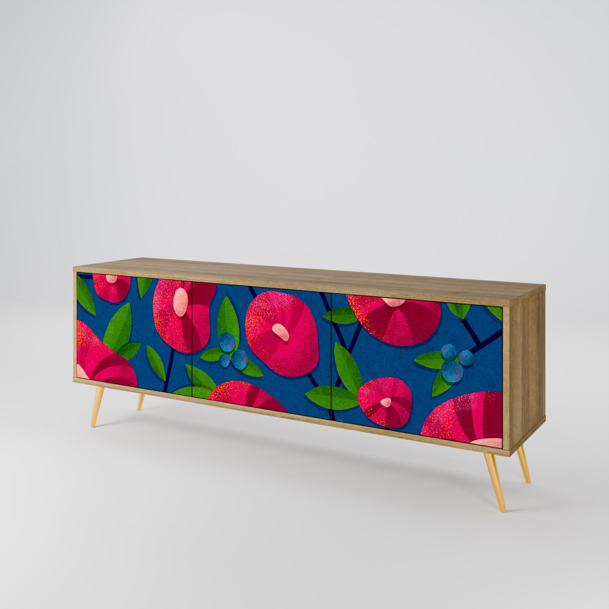 SPRING THOUGHTS 3-Door TV Stand in Oak Effect