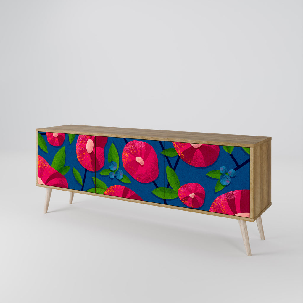 SPRING THOUGHTS 3-Door TV Stand in Oak Effect