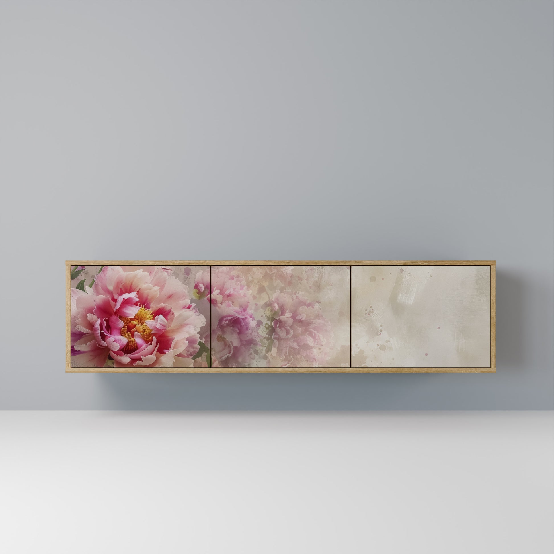 PEONY WHISPER 3-Door TV Stand in Oak Effect