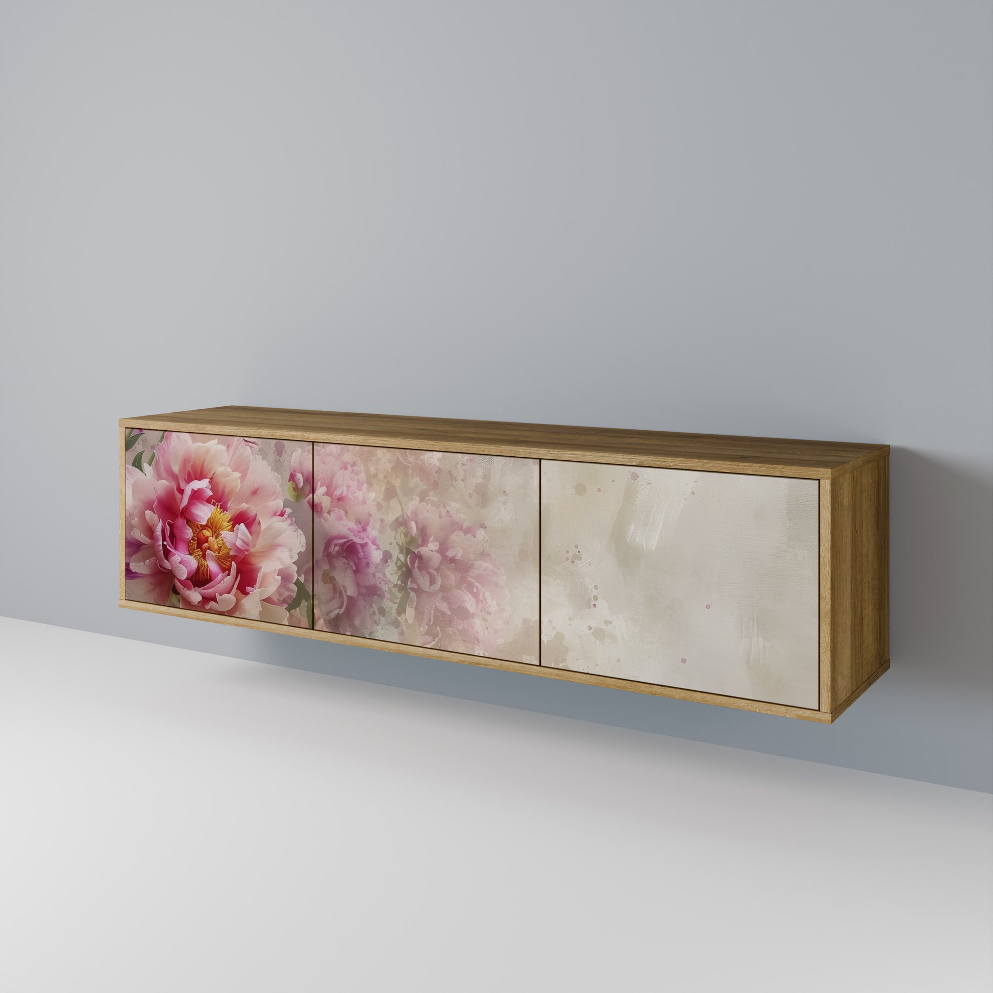 PEONY WHISPER 3-Door TV Stand in Oak Effect