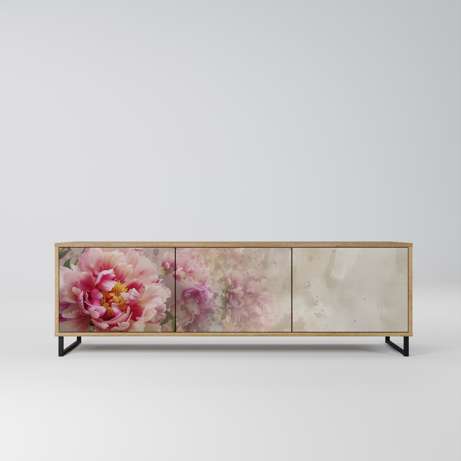 PEONY WHISPER 3-Door TV Stand in Oak Effect
