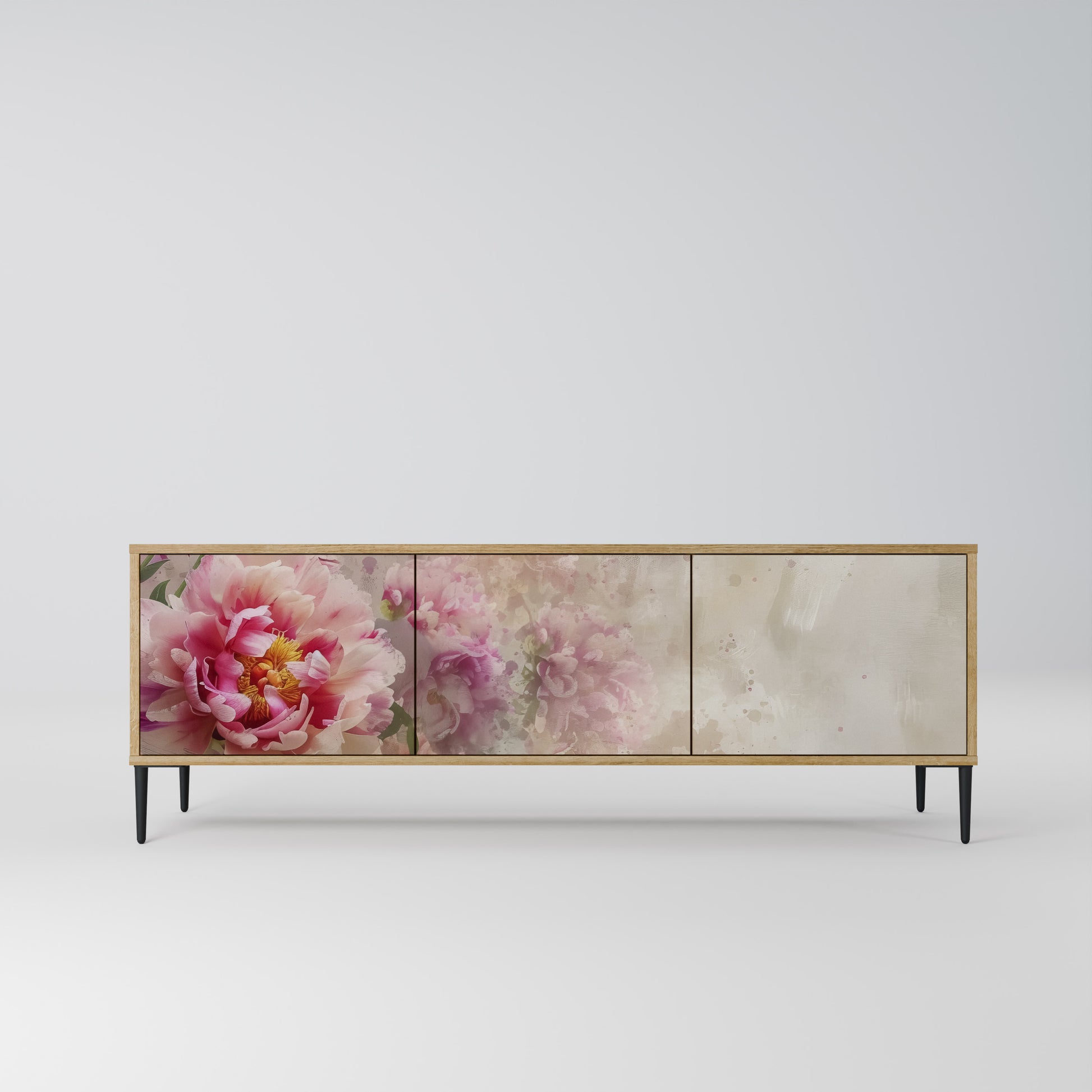 PEONY WHISPER 3-Door TV Stand in Oak Effect