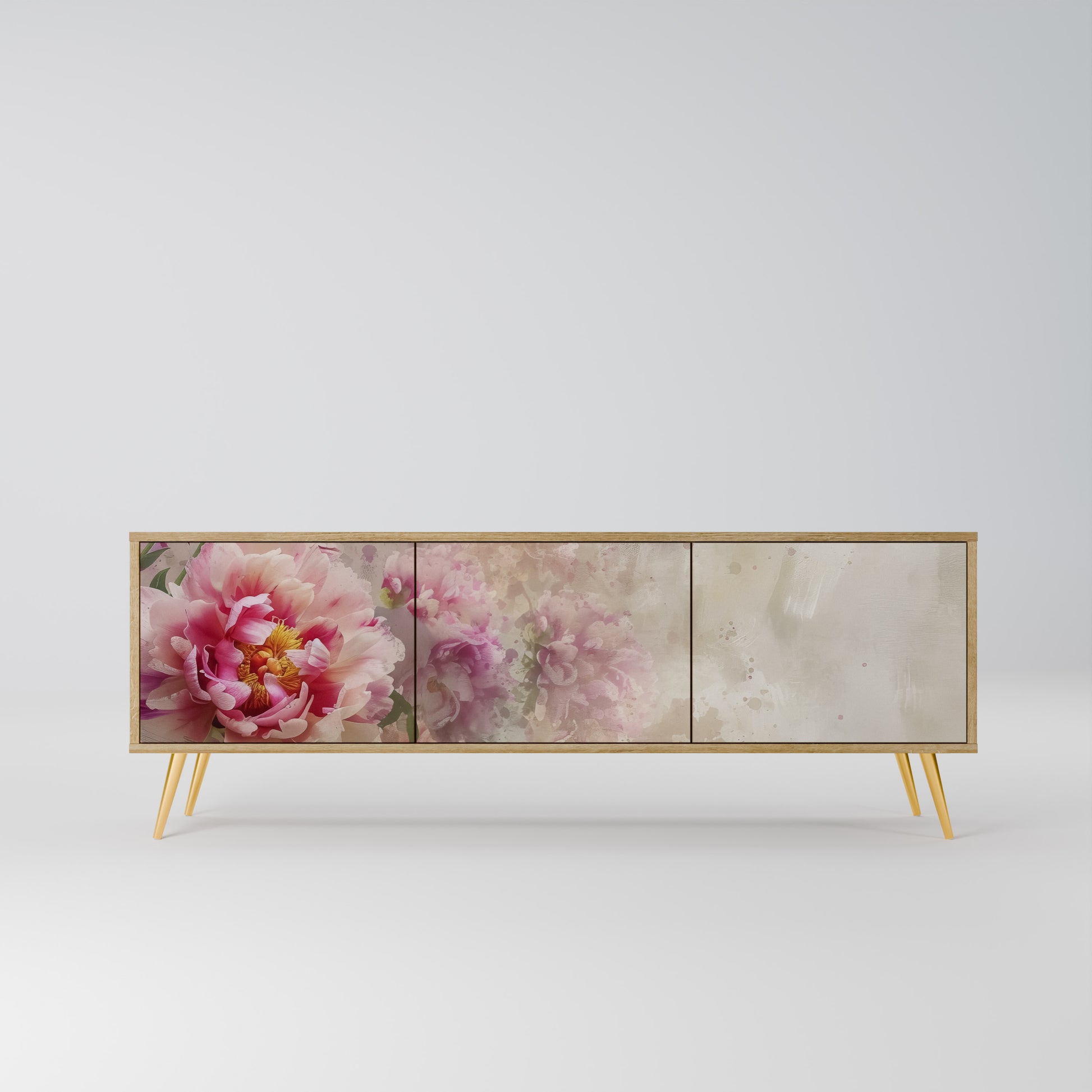 PEONY WHISPER 3-Door TV Stand in Oak Effect
