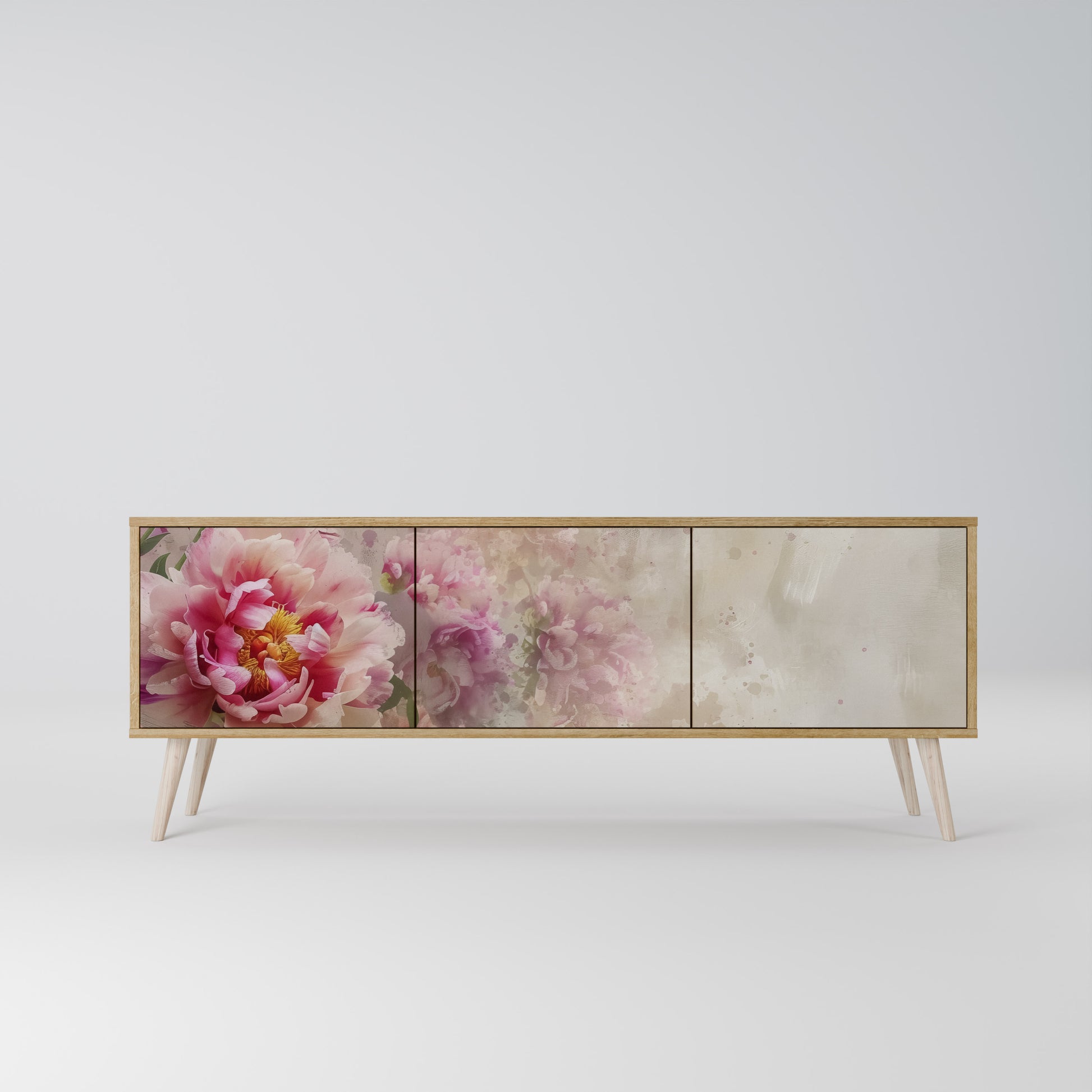 PEONY WHISPER 3-Door TV Stand in Oak Effect