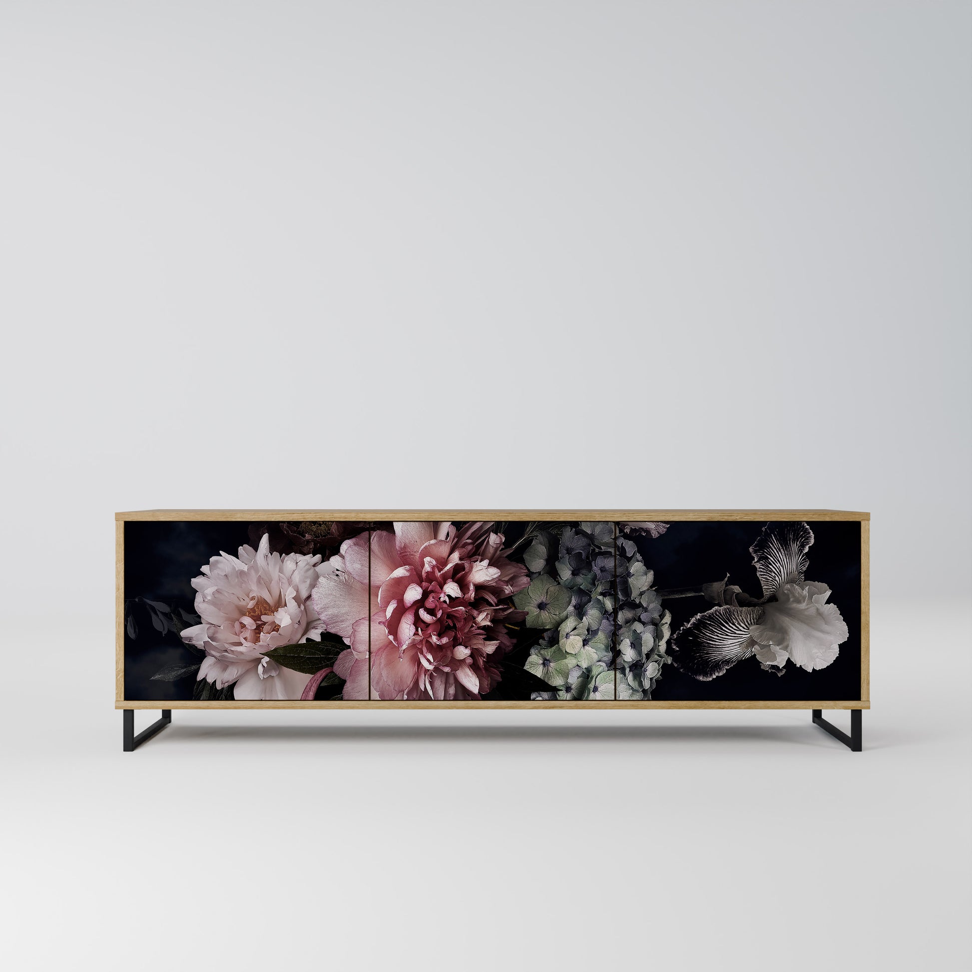 PURE BLOSSOM 3-Door TV Stand in Oak Effect