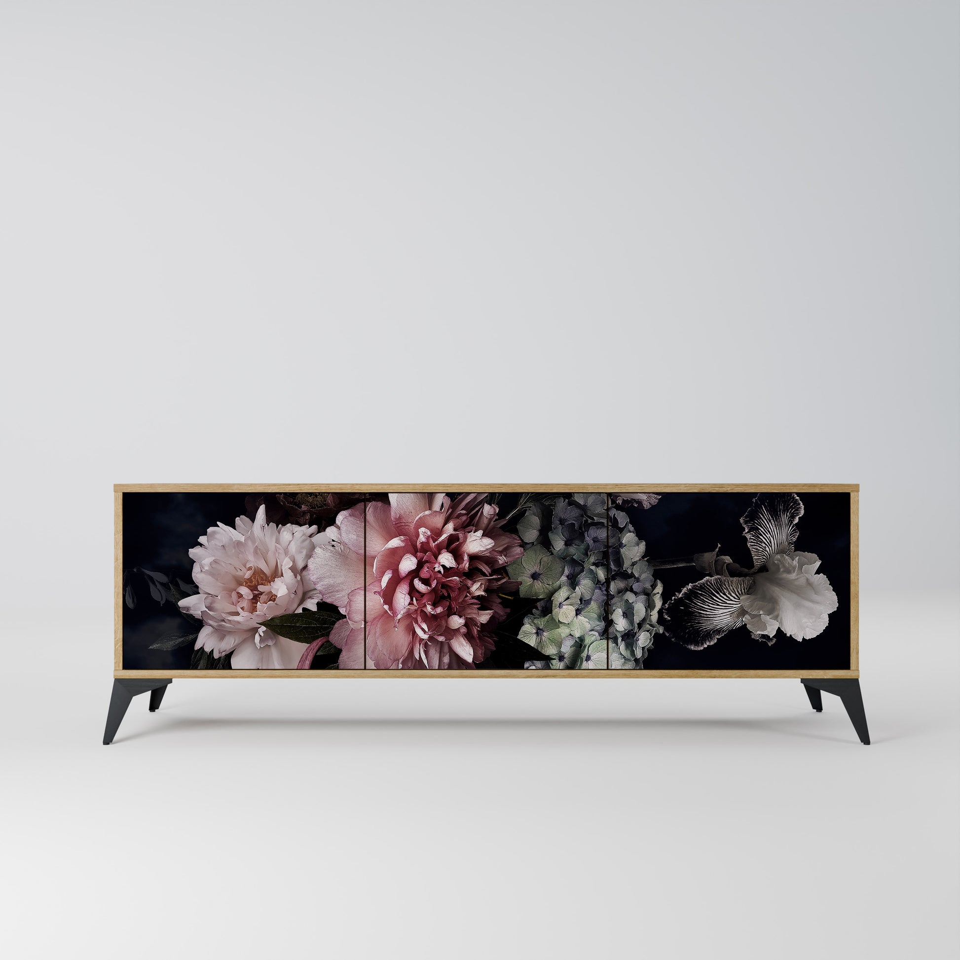 PURE BLOSSOM 3-Door TV Stand in Oak Effect