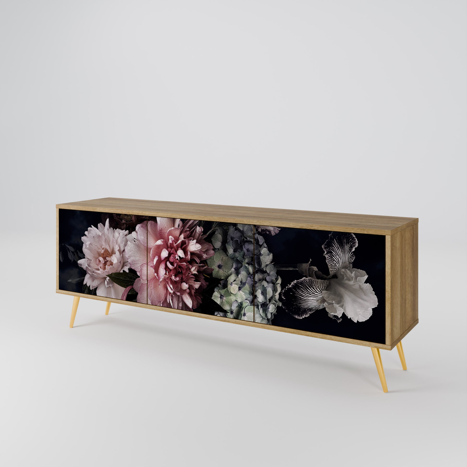 PURE BLOSSOM 3-Door TV Stand in Oak Effect