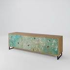 BLOOMING CHARM 3-Door TV Stand in Oak Effect