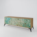 BLOOMING CHARM 3-Door TV Stand in Oak Effect