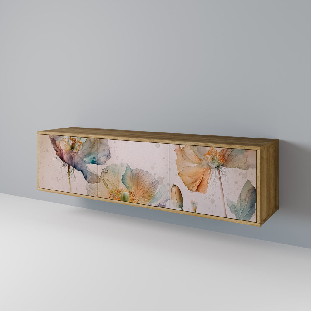 Mueble de TV SOFTEN POPPY de 3 puertas con efecto roble