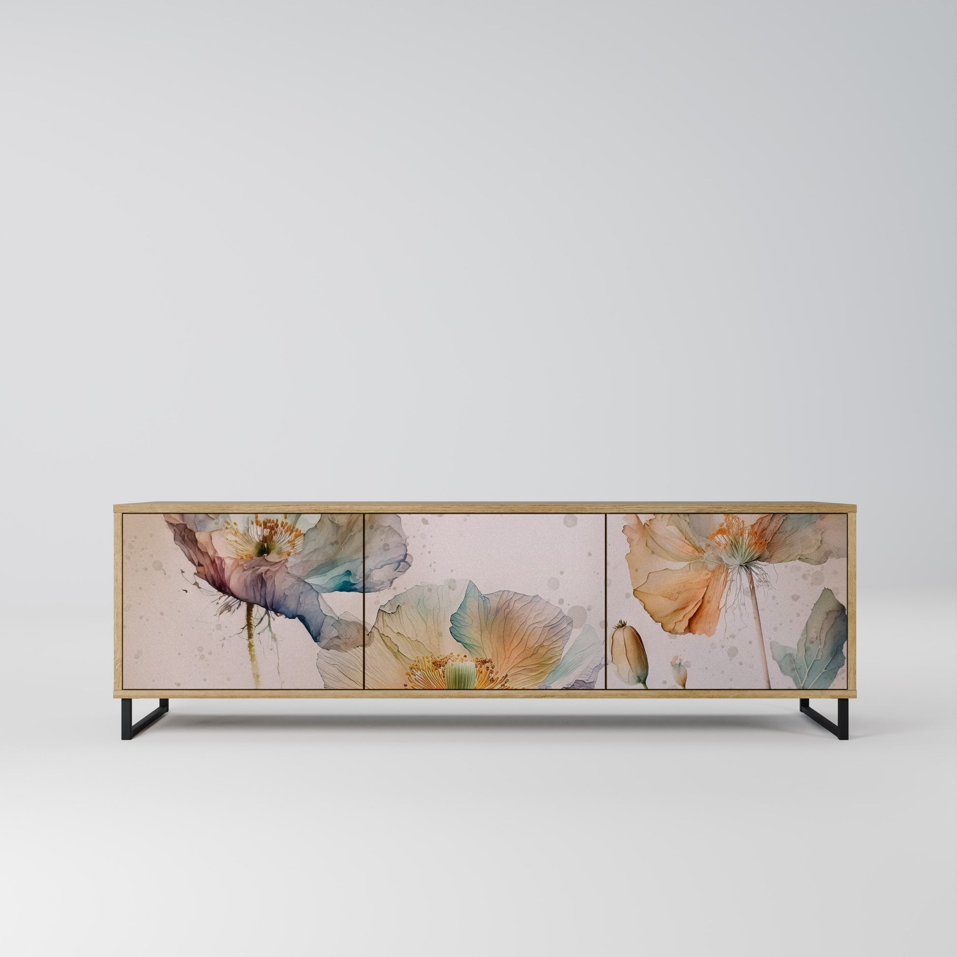 SOFTEN POPPY 3-Door TV Stand in Oak Effect