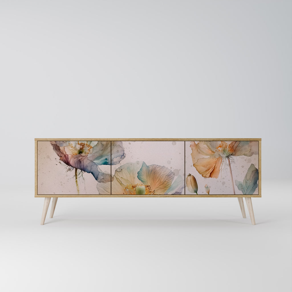Mueble de TV SOFTEN POPPY de 3 puertas con efecto roble