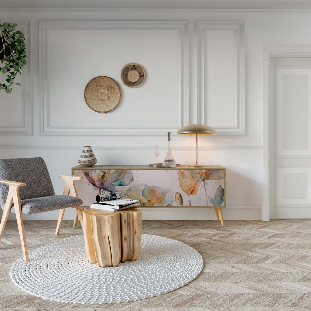Mueble de TV SOFTEN POPPY de 3 puertas con efecto roble