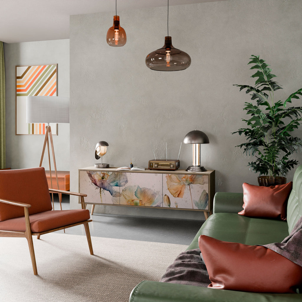 Mueble de TV SOFTEN POPPY de 3 puertas con efecto roble