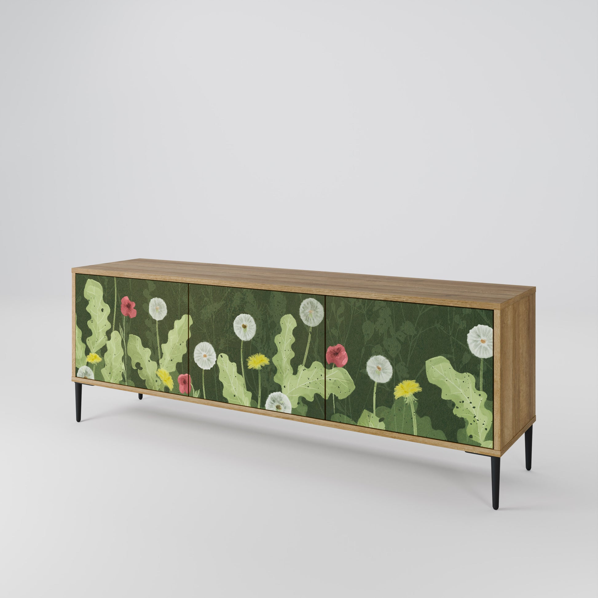DANDELION AMUSE 3-Door TV Stand in Oak Effect