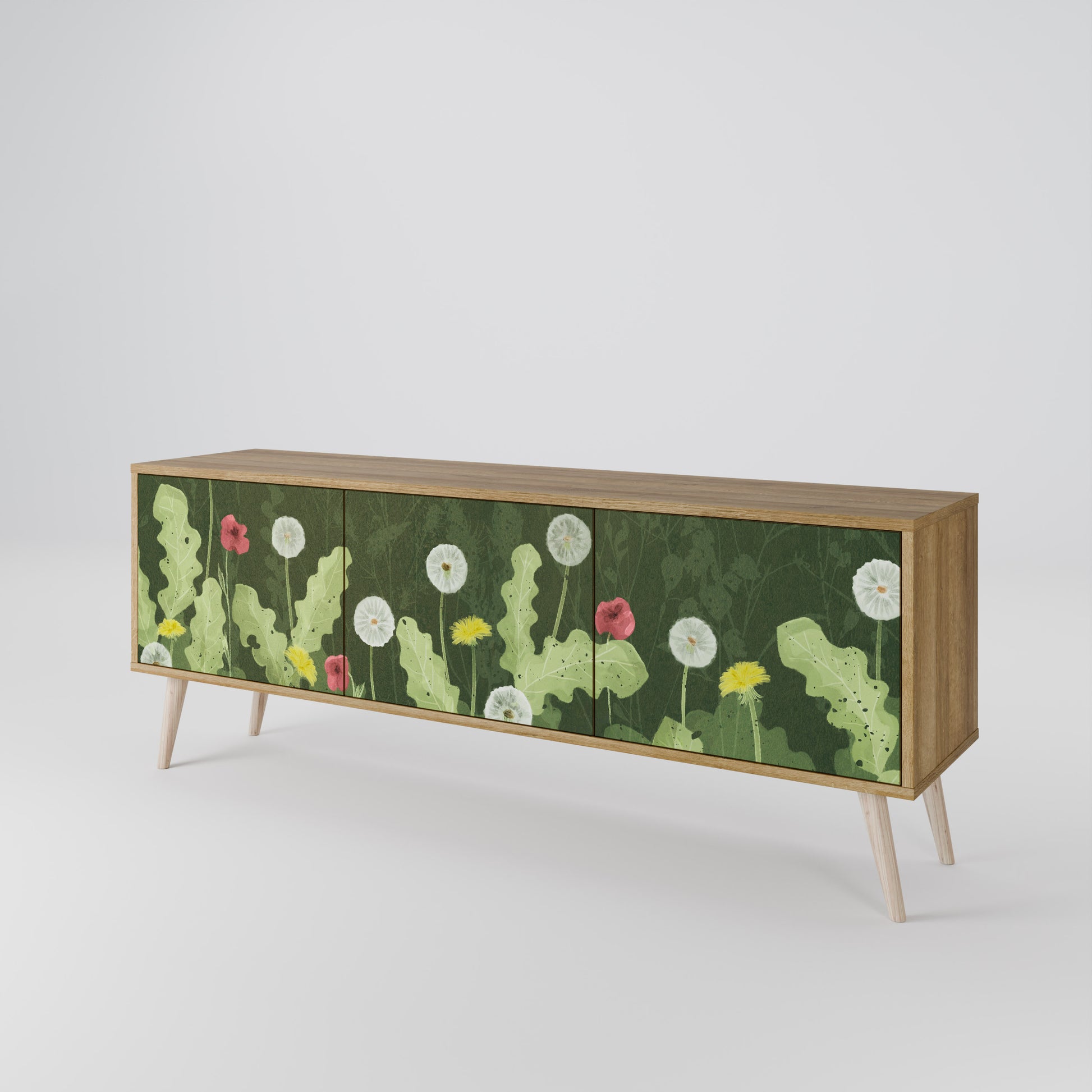 DANDELION AMUSE 3-Door TV Stand in Oak Effect