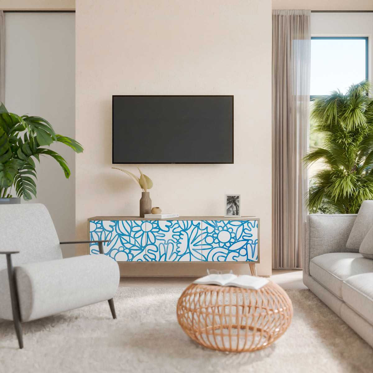 BLOOMY MORNING Mueble de TV de 3 Puertas