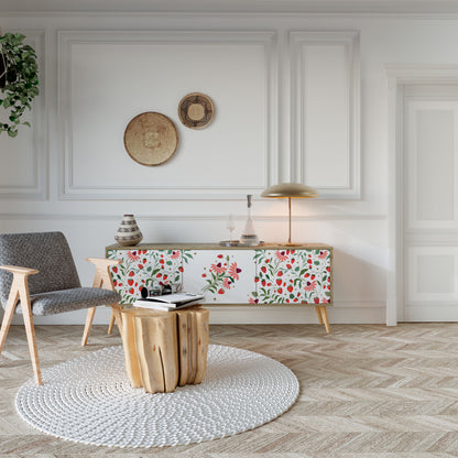 FLOWERS AND STRAWBERRIES Mueble de TV de 3 Puertas
